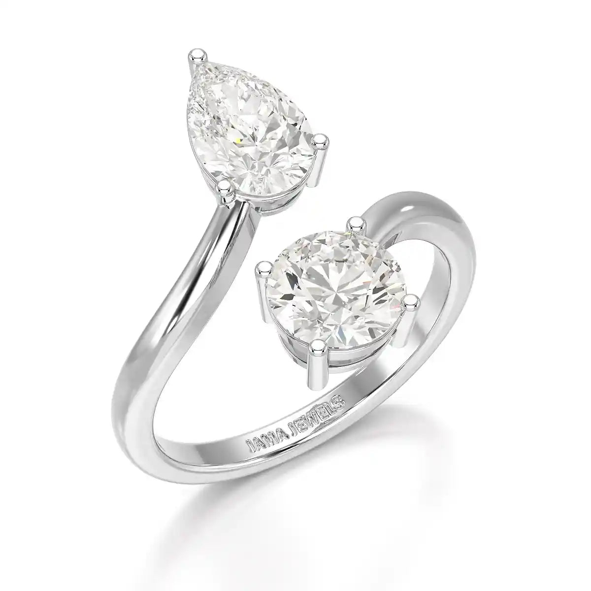 2 CT Pear and Round Cut Lab Diamond Ring