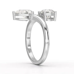 2 CT Pear and Round Cut Lab Diamond Ring