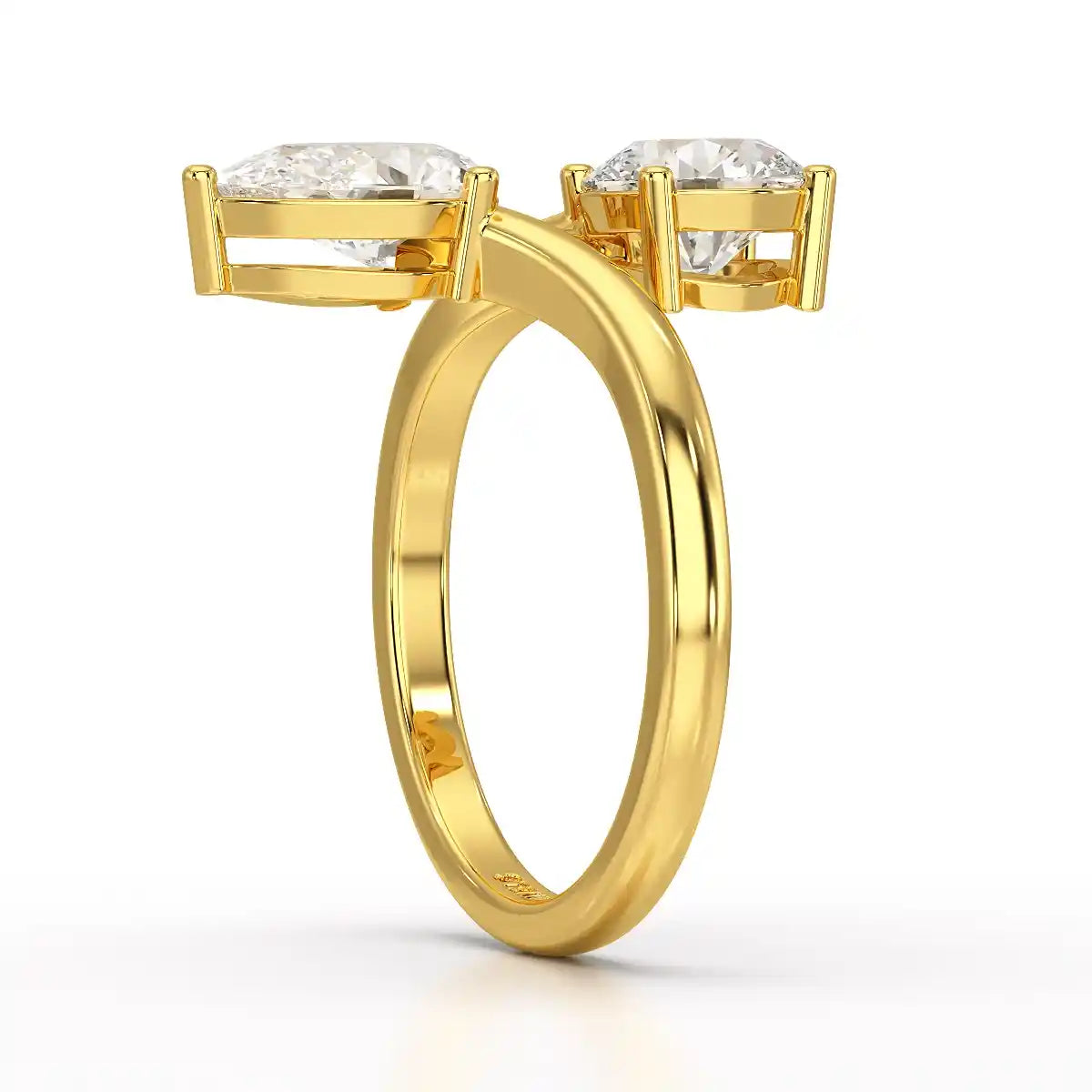 2 CT Pear and Round Cut Lab Diamond Ring