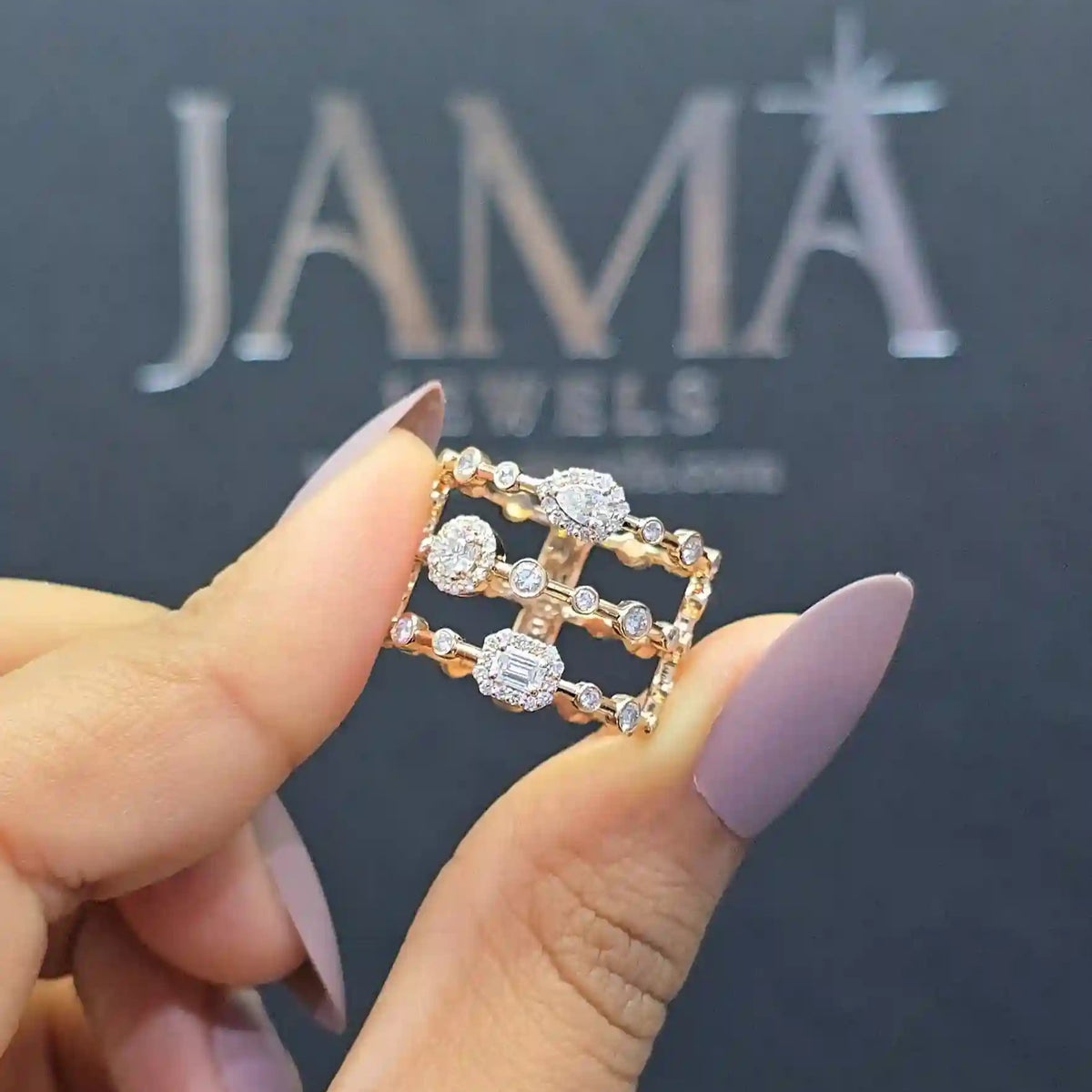 1.2 CT Lab Diamond Multi Shape Spiral Ring (Ready for Delivery)