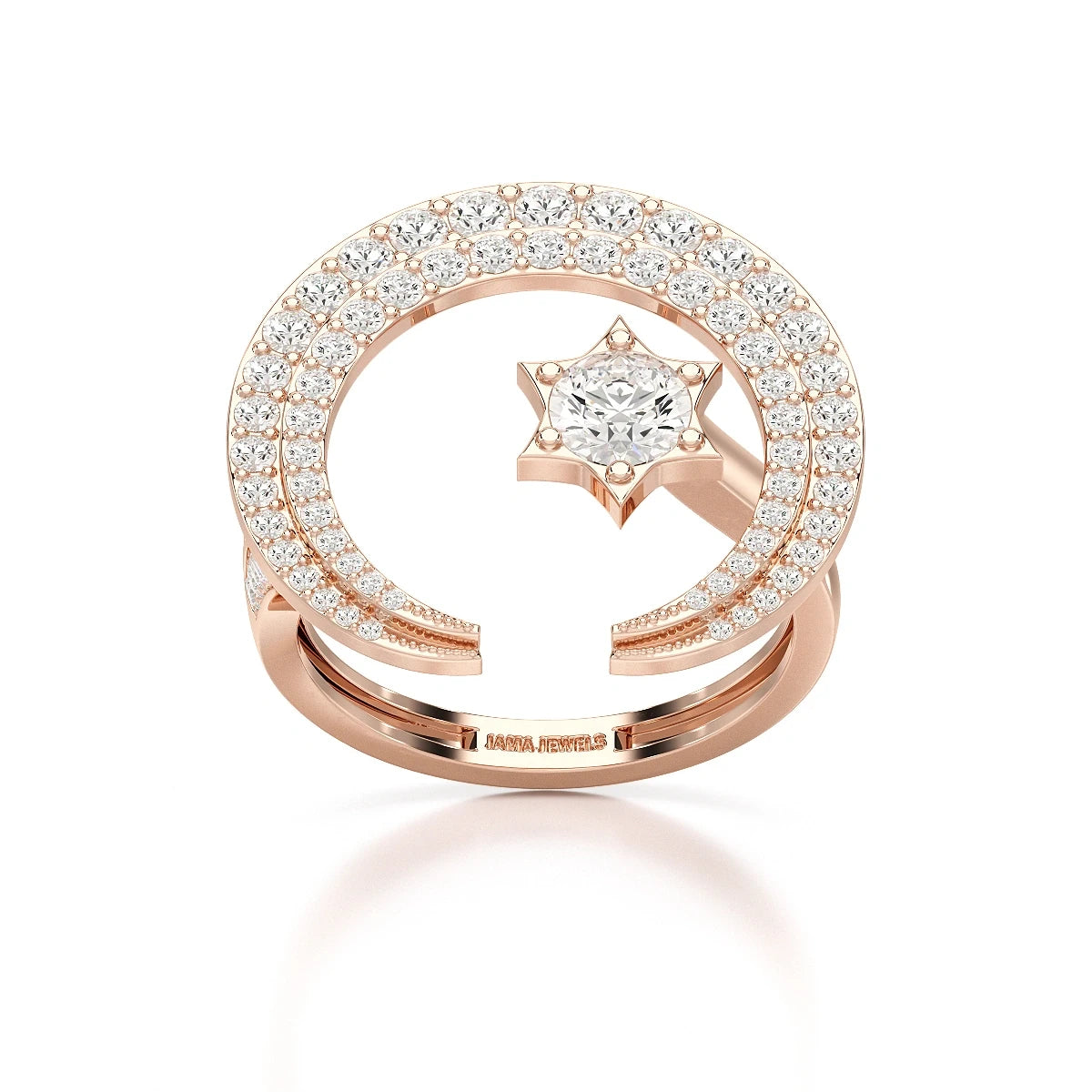 5.63 CT Crescent Moon and Star Shape Lab Diamond Ring