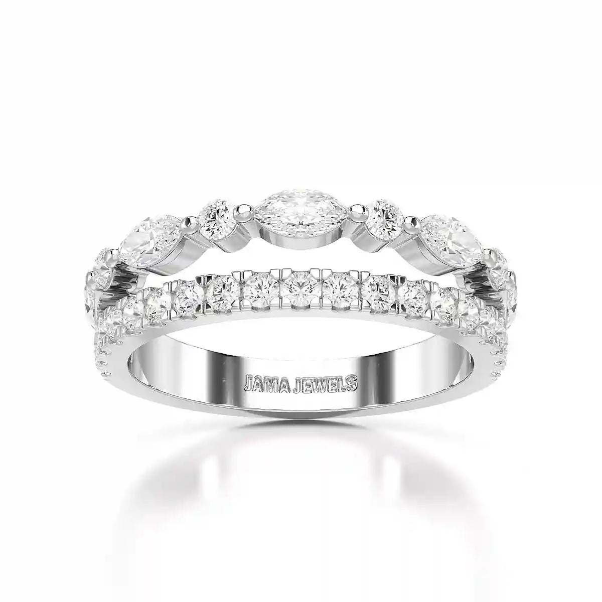 1 CT Marquise and Round Shaped Lab Diamond Ring