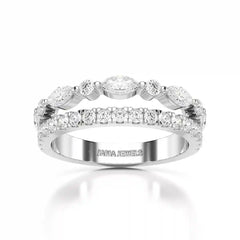 1 CT Marquise and Round Shaped Lab Diamond Ring