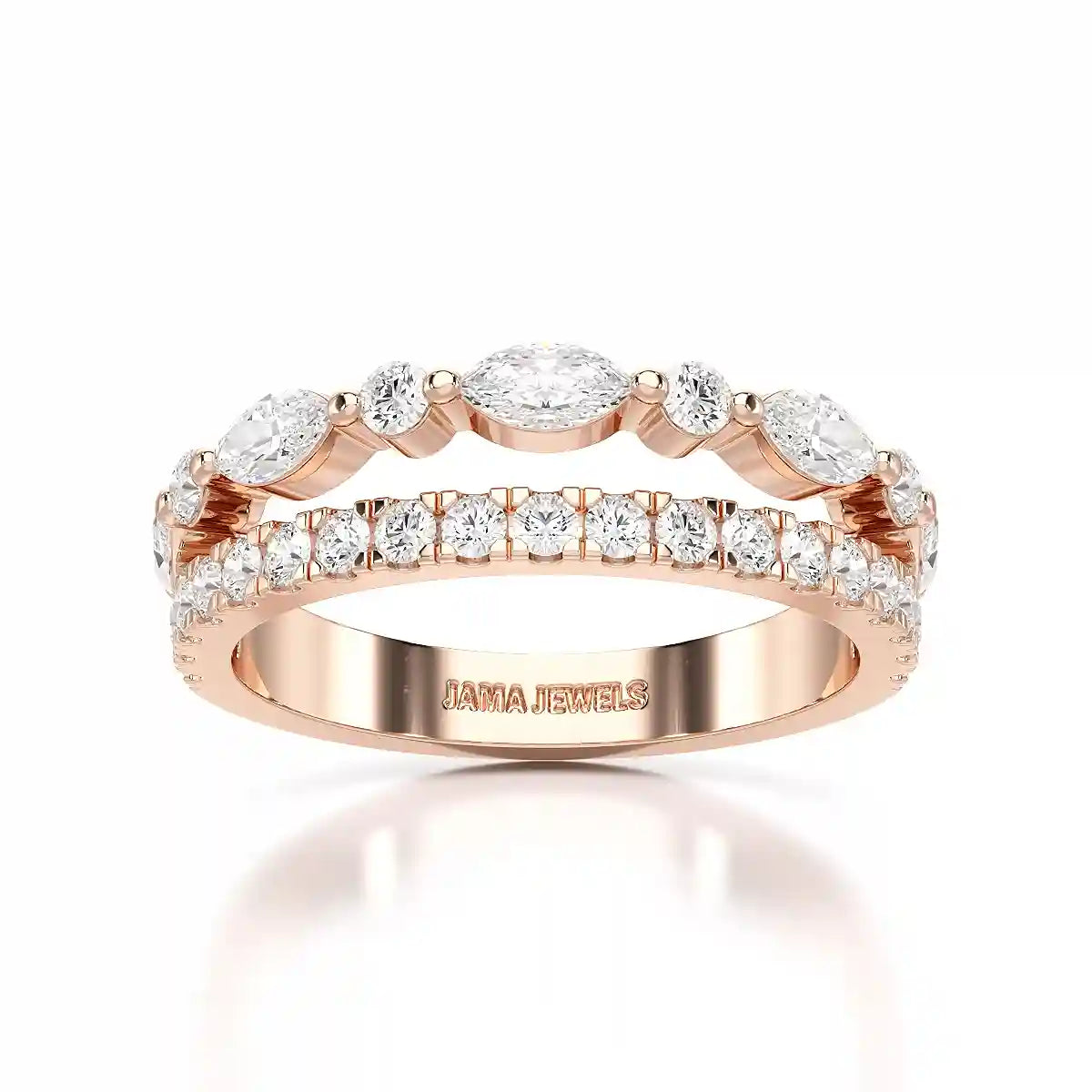 1 CT Marquise and Round Shaped Lab Diamond Ring