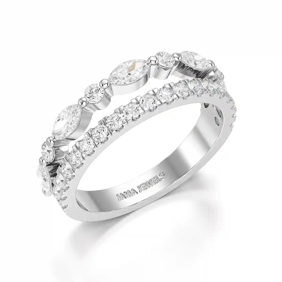 1 CT Marquise and Round Shaped Lab Diamond Ring