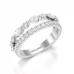 1 CT Marquise and Round Shaped Lab Diamond Ring