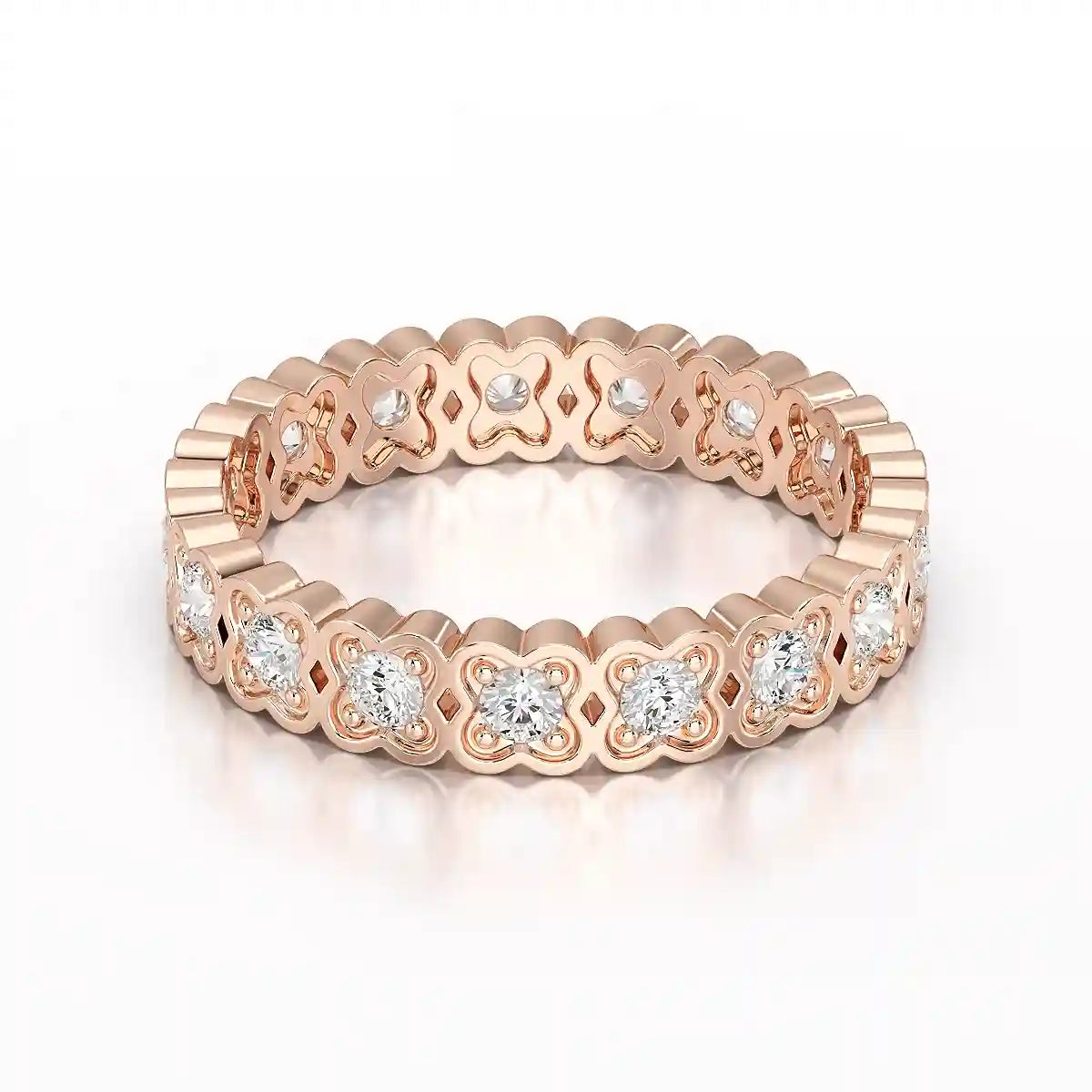 0.65 CT Flower Shape Eternity Ring with Round Cut Lab Diamonds