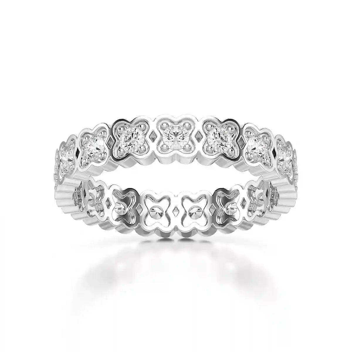 0.65 CT Flower Shape Eternity Ring with Round Cut Lab Diamonds