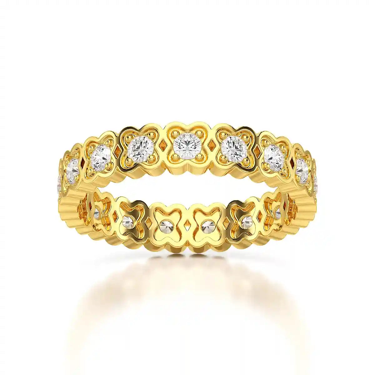 0.65 CT Flower Shape Eternity Ring with Round Cut Lab Diamonds