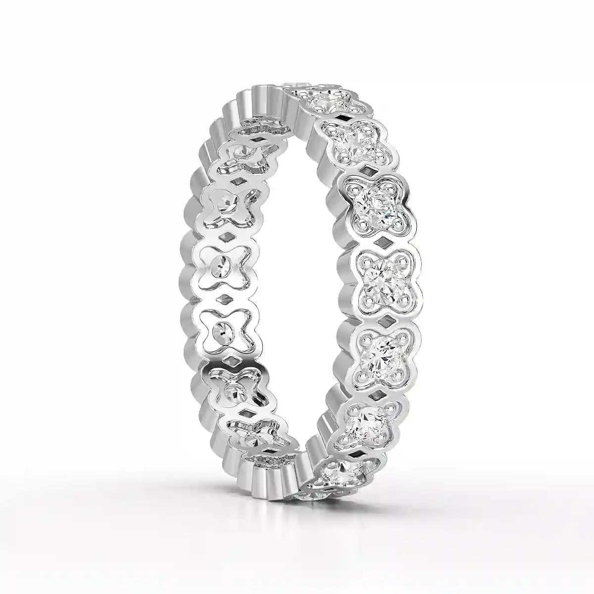0.65 CT Flower Shape Eternity Ring with Round Cut Lab Diamonds