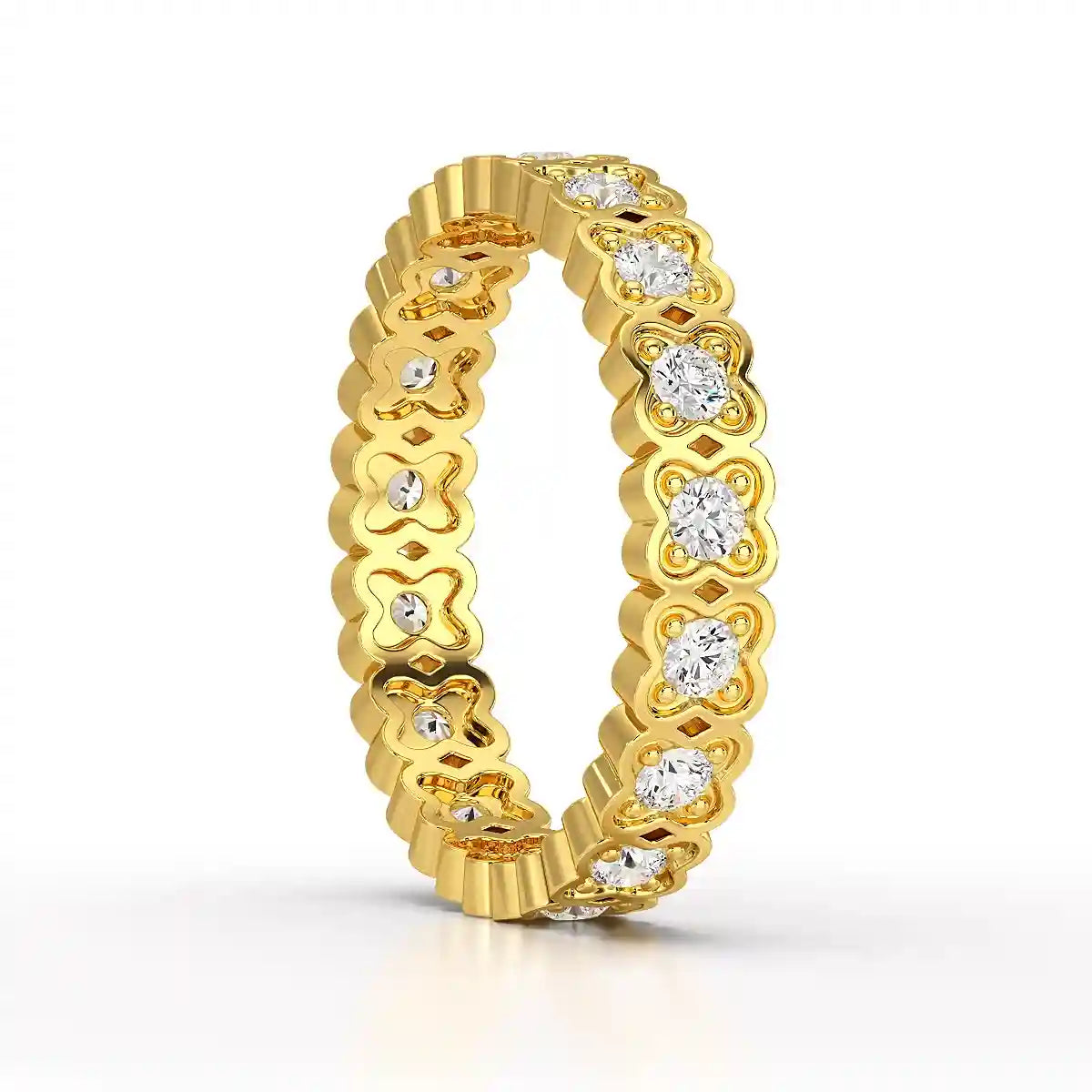 0.65 CT Flower Shape Eternity Ring with Round Cut Lab Diamonds