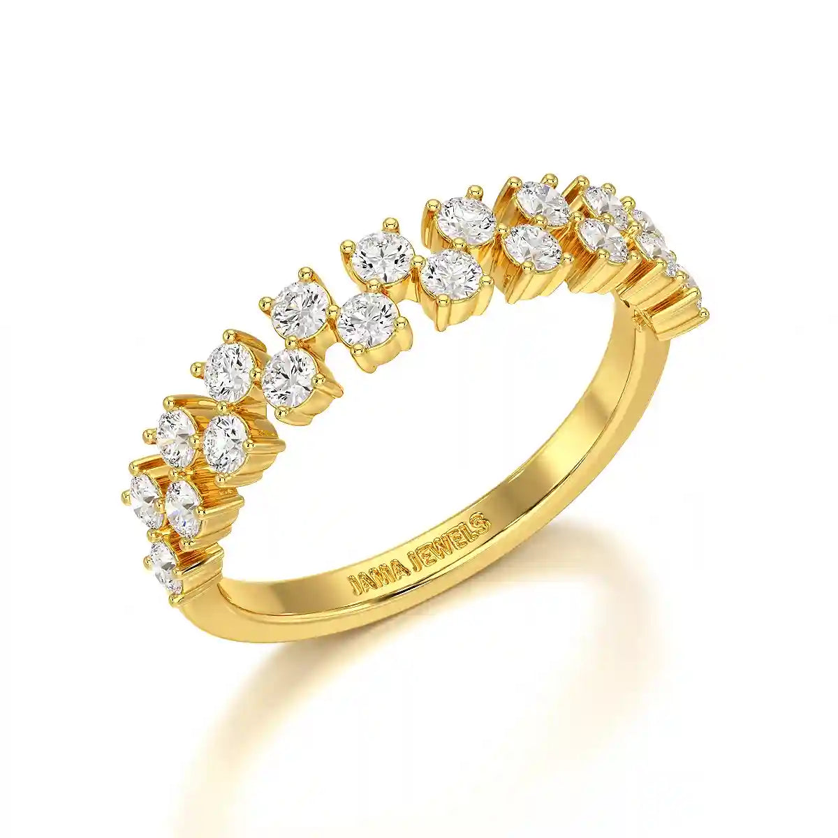 0.7 CT Half Eternity Ring with Two Layer Round Cut Lab Diamonds
