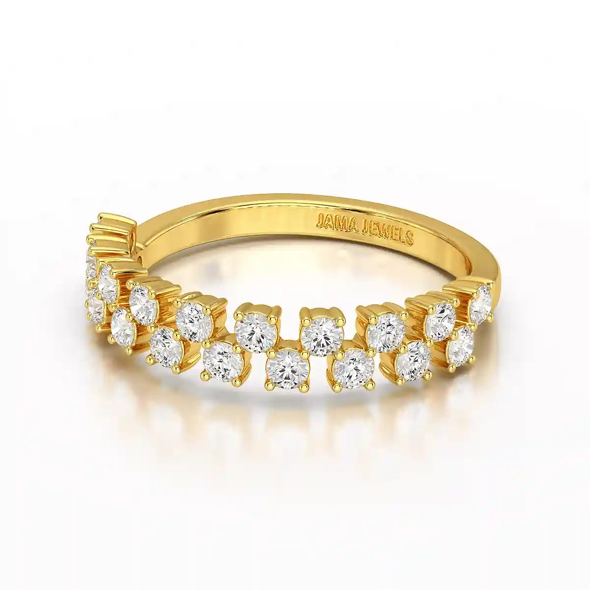 0.7 CT Half Eternity Ring with Two Layer Round Cut Lab Diamonds