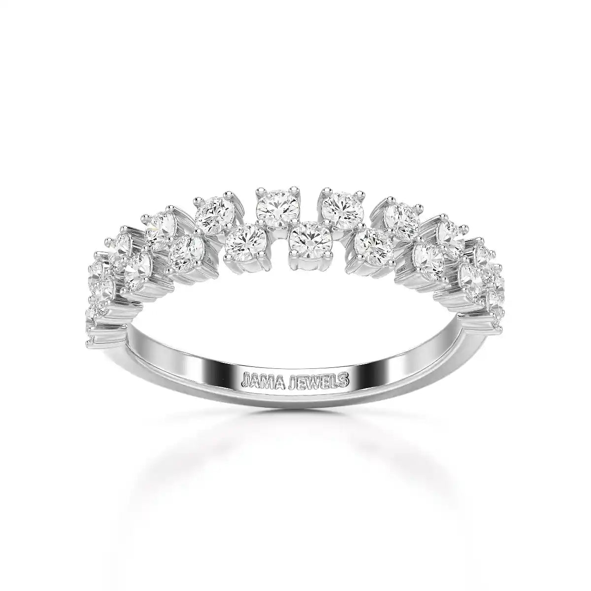 0.7 CT Half Eternity Ring with Two Layer Round Cut Lab Diamonds