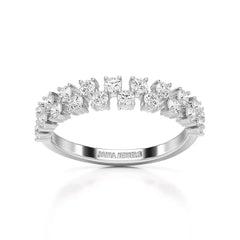 0.7 CT Half Eternity Ring with Two Layer Round Cut Lab Diamonds