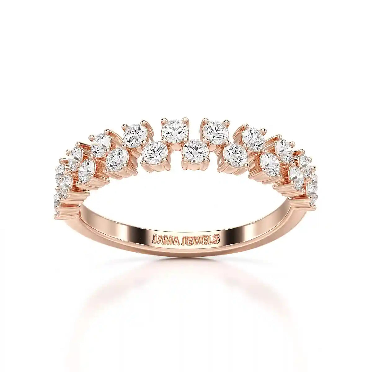 0.7 CT Half Eternity Ring with Two Layer Round Cut Lab Diamonds
