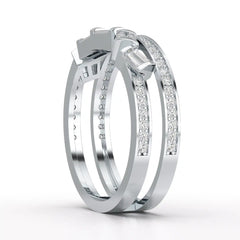 0.50 CT Two Row Ring with Round and Taper Cut Diamonds