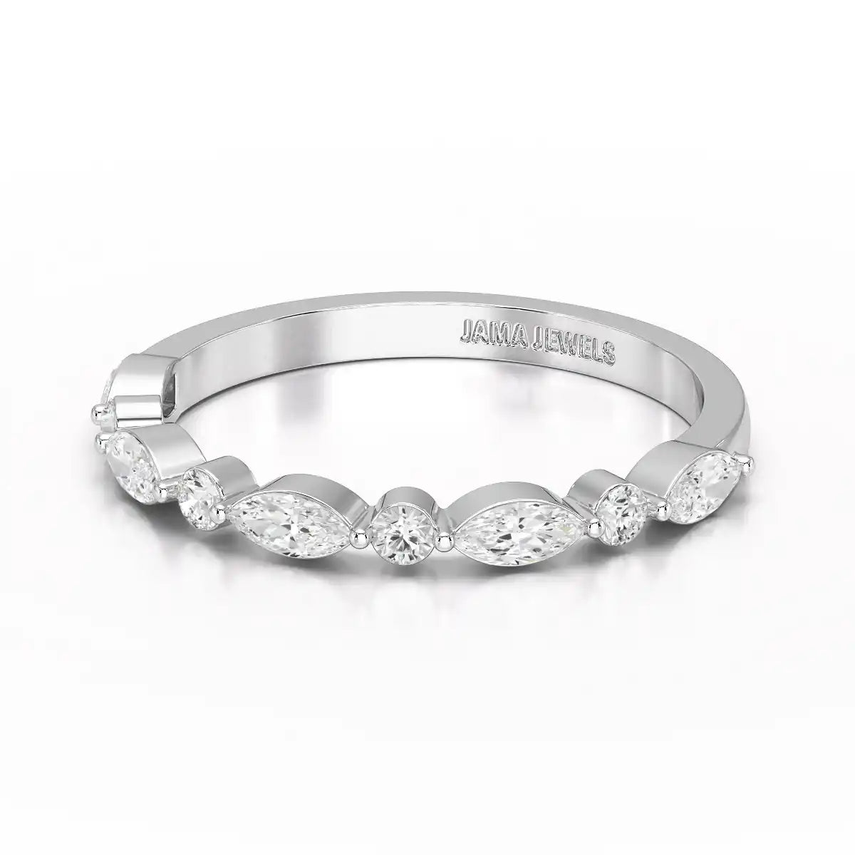 0.45 CT Half Eternity Ring with Marquise & Round Cut Lab Diamonds