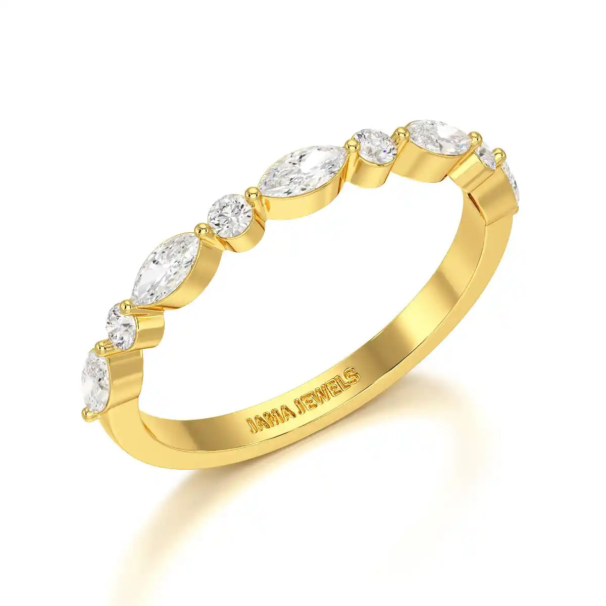 0.45 CT Half Eternity Ring with Marquise & Round Cut Lab Diamonds