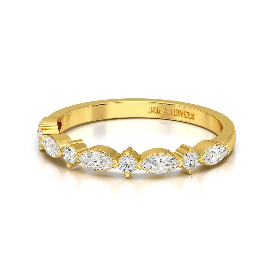0.45 CT Marquise & Round Cut Lab Diamond Half Eternity Ring