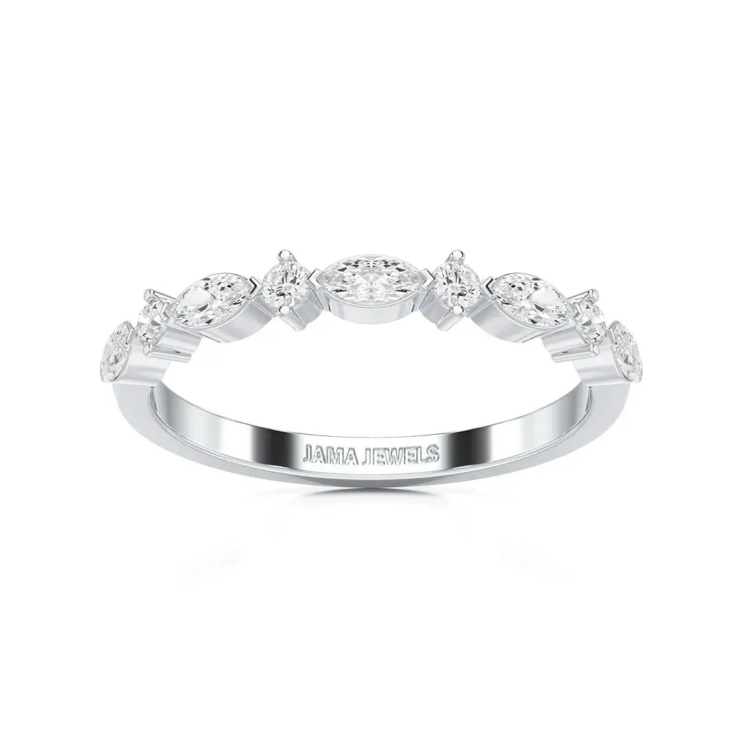 0.45 CT Marquise & Round Cut Lab Diamond Half Eternity Ring