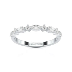 0.45 CT Marquise & Round Cut Lab Diamond Half Eternity Ring