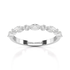 0.45 CT Half Eternity Ring with Marquise & Round Cut Lab Diamonds