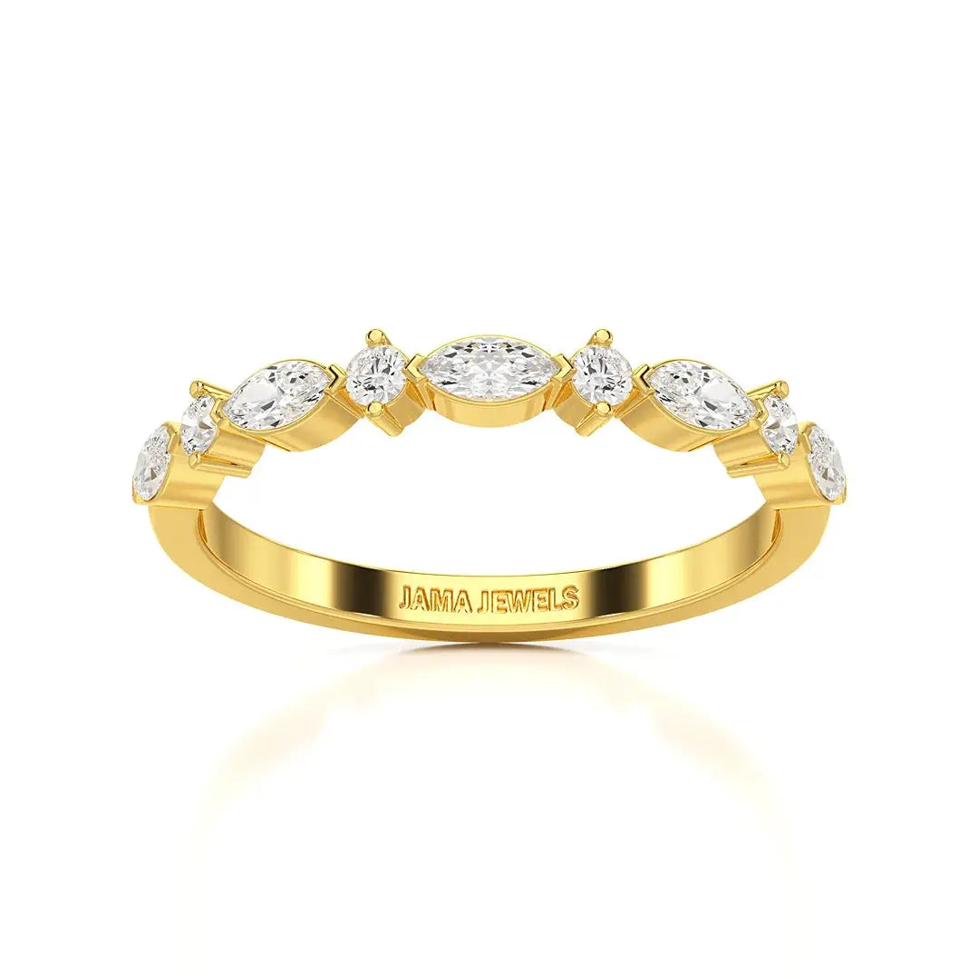 0.45 CT Marquise & Round Cut Lab Diamond Half Eternity Ring