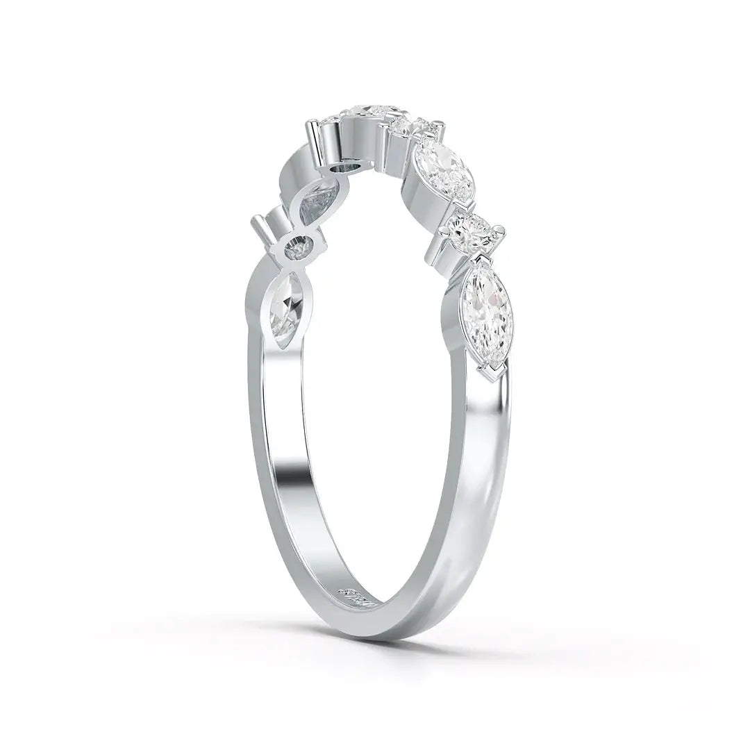 0.45 CT Marquise & Round Cut Lab Diamond Half Eternity Ring