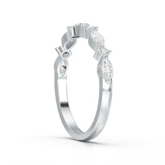 0.45 CT Marquise & Round Cut Lab Diamond Half Eternity Ring