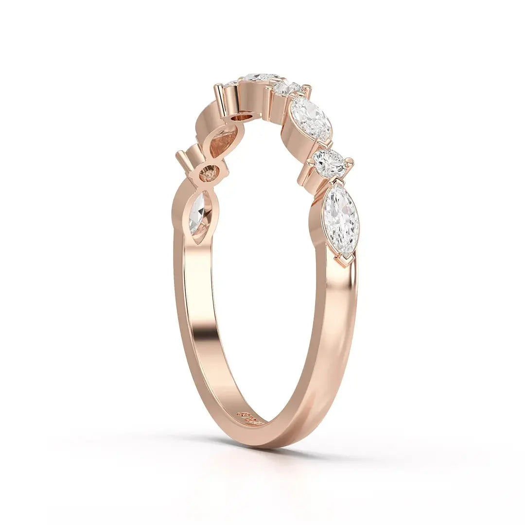 0.45 CT Marquise & Round Cut Lab Diamond Half Eternity Ring