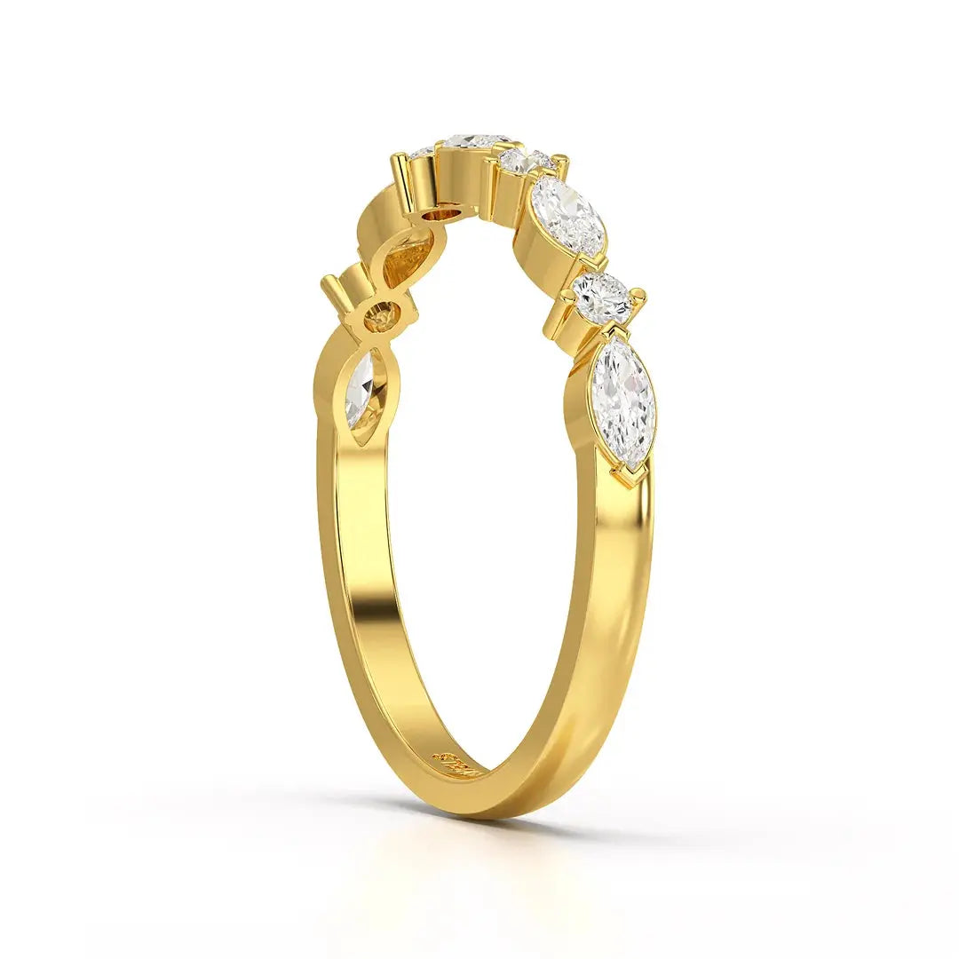 0.45 CT Marquise & Round Cut Lab Diamond Half Eternity Ring