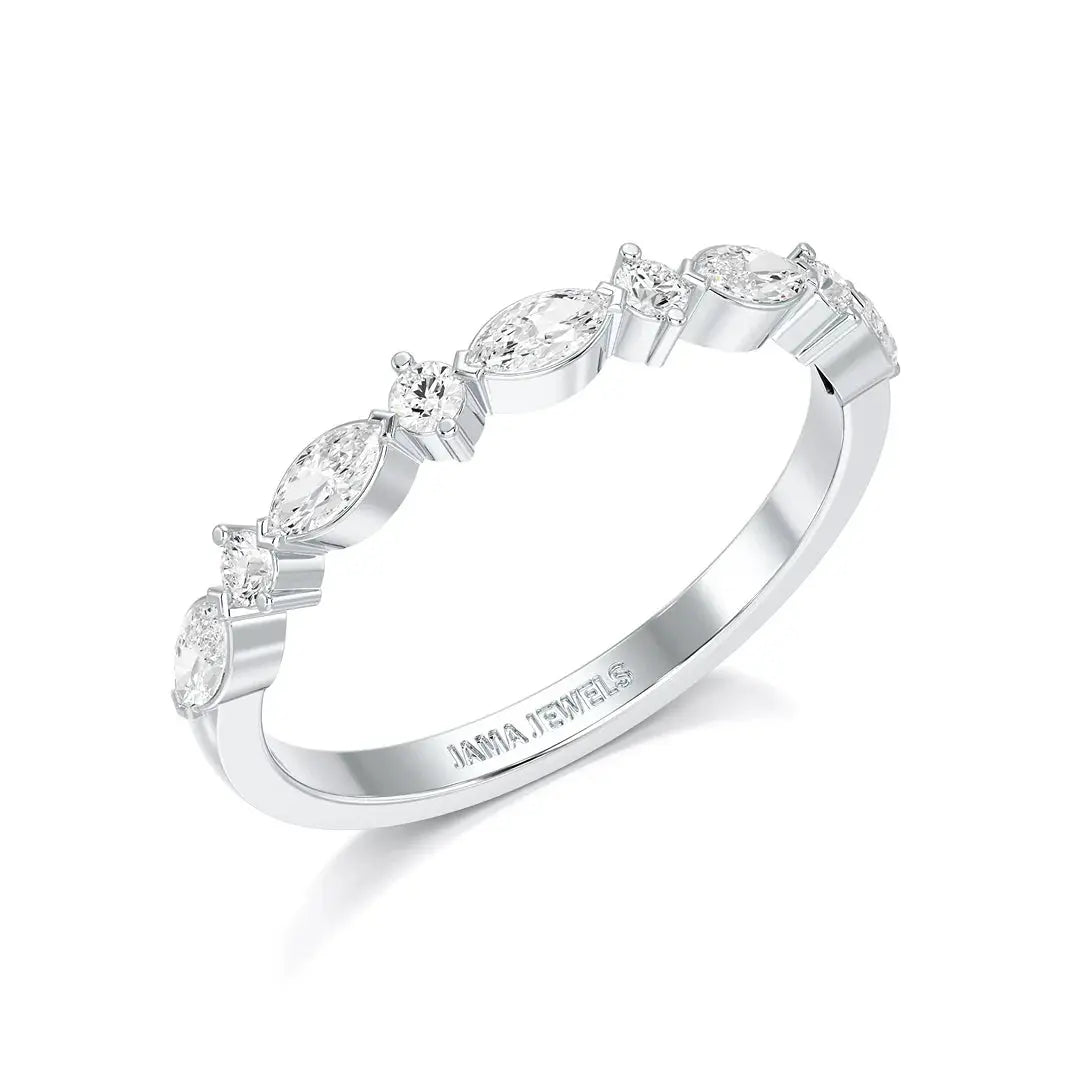 0.45 CT Marquise & Round Cut Lab Diamond Half Eternity Ring