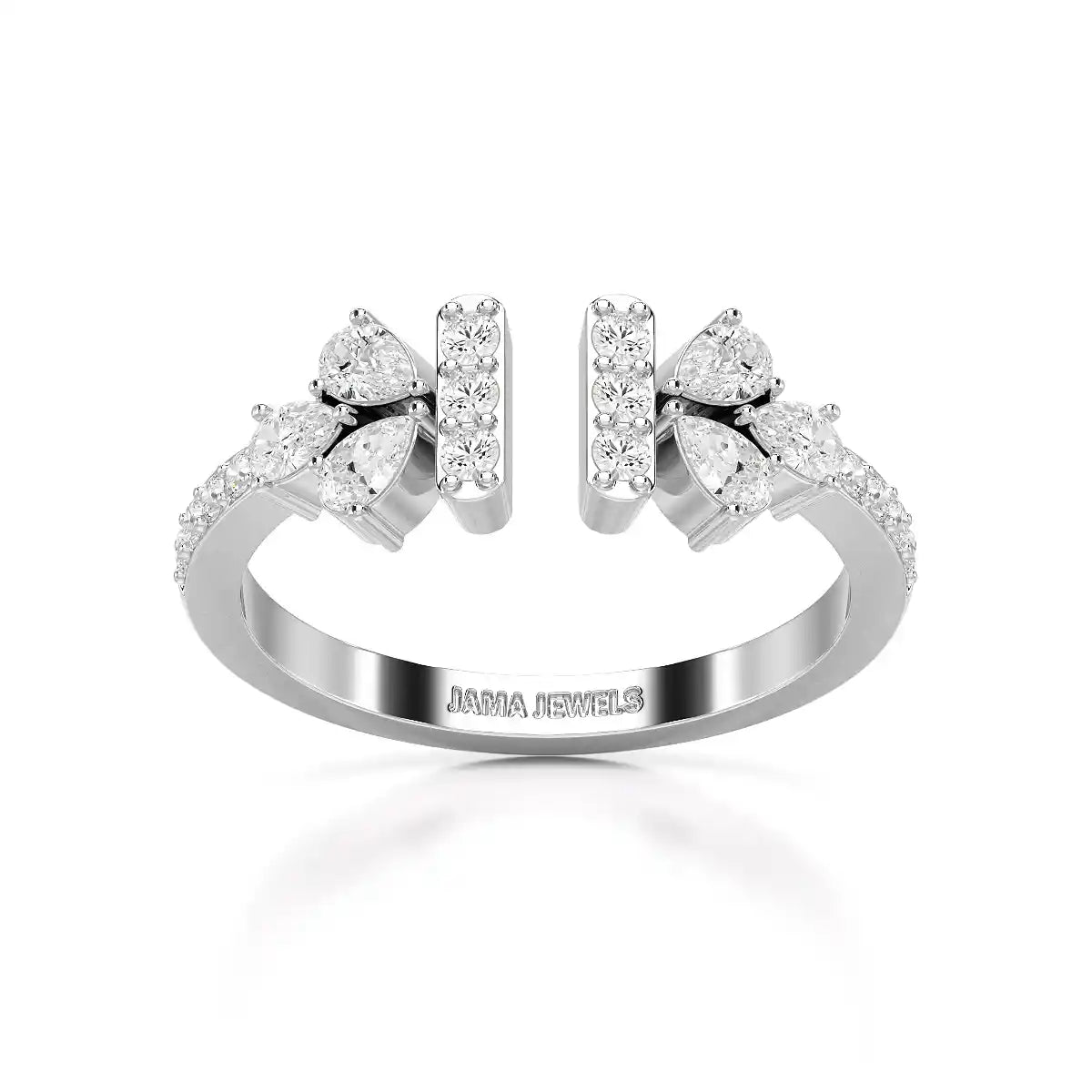 0.5 CT Lab Diamond Open Ring with Pear and Round Cut Diamonds