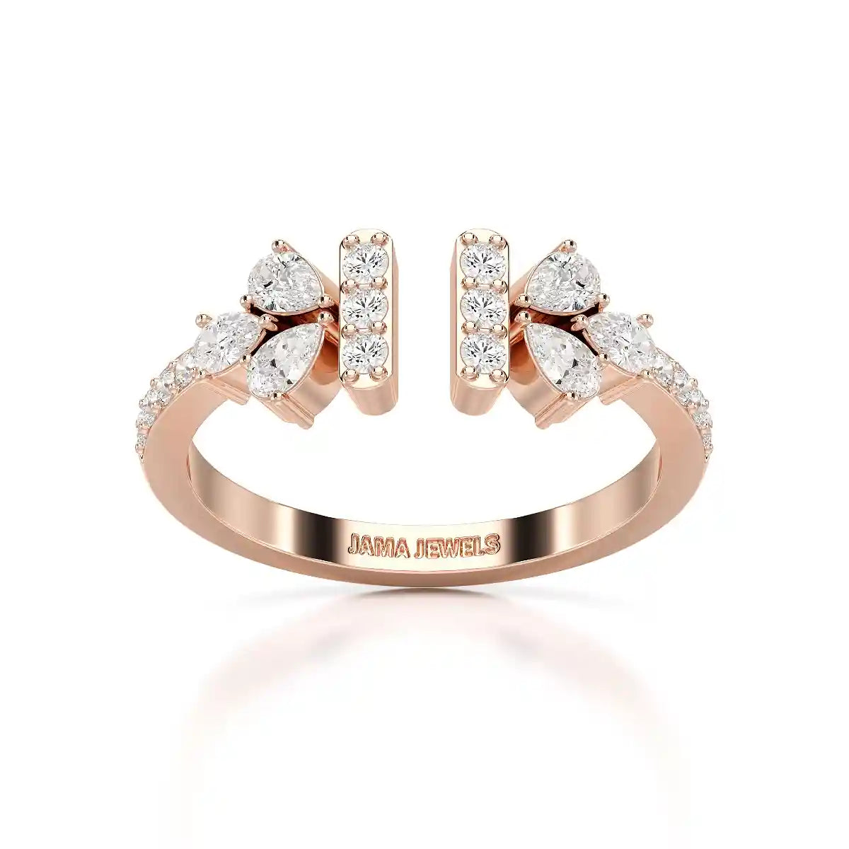 0.5 CT Lab Diamond Open Ring with Pear and Round Cut Diamonds