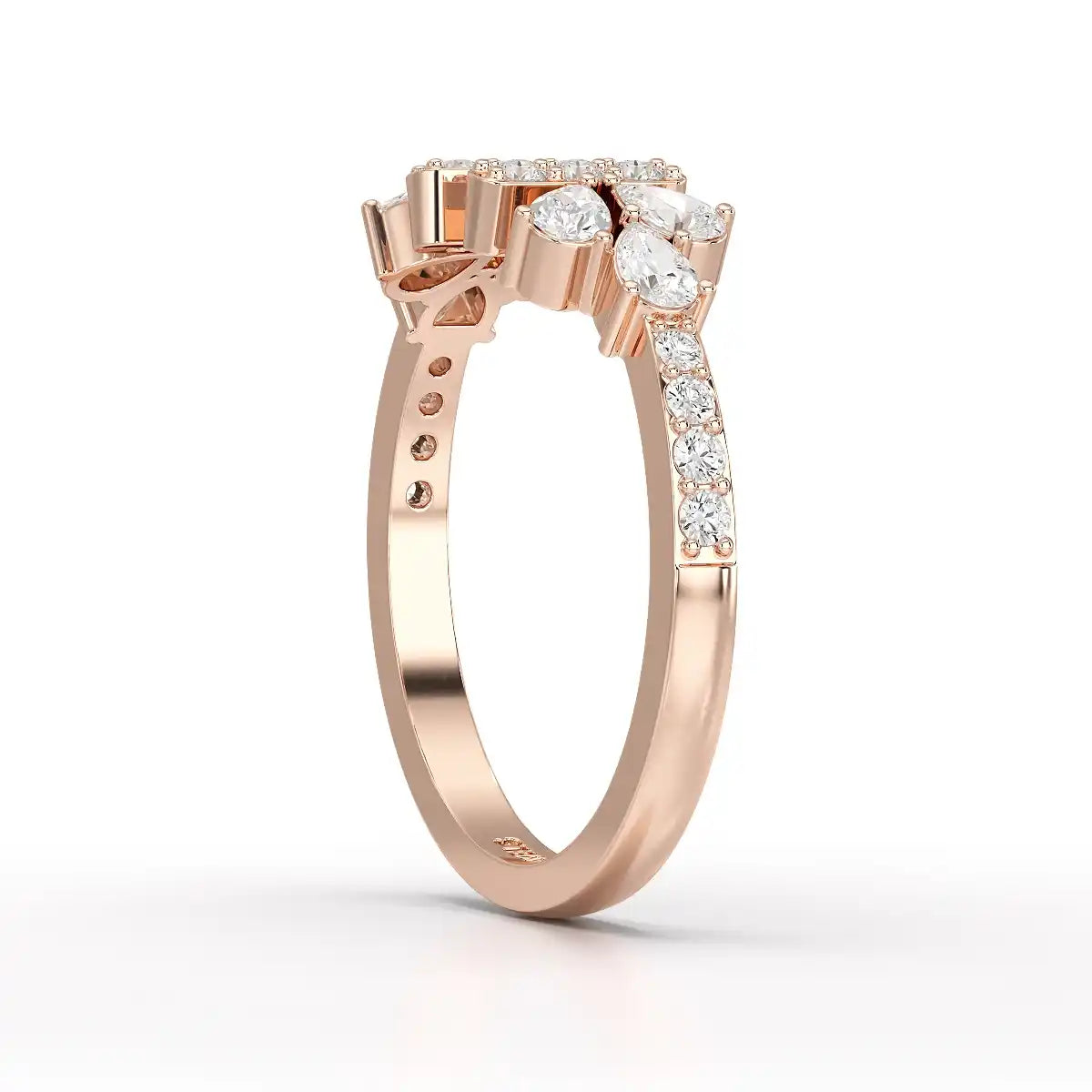 0.5 CT Lab Diamond Open Ring with Pear and Round Cut Diamonds