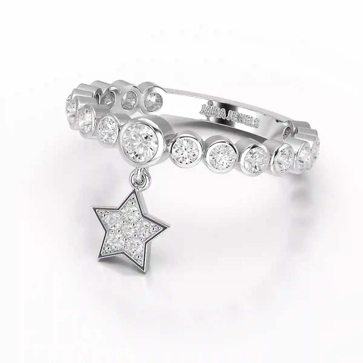 0.70 CT Round Cut Lab Diamond Ring with a Dangling Star