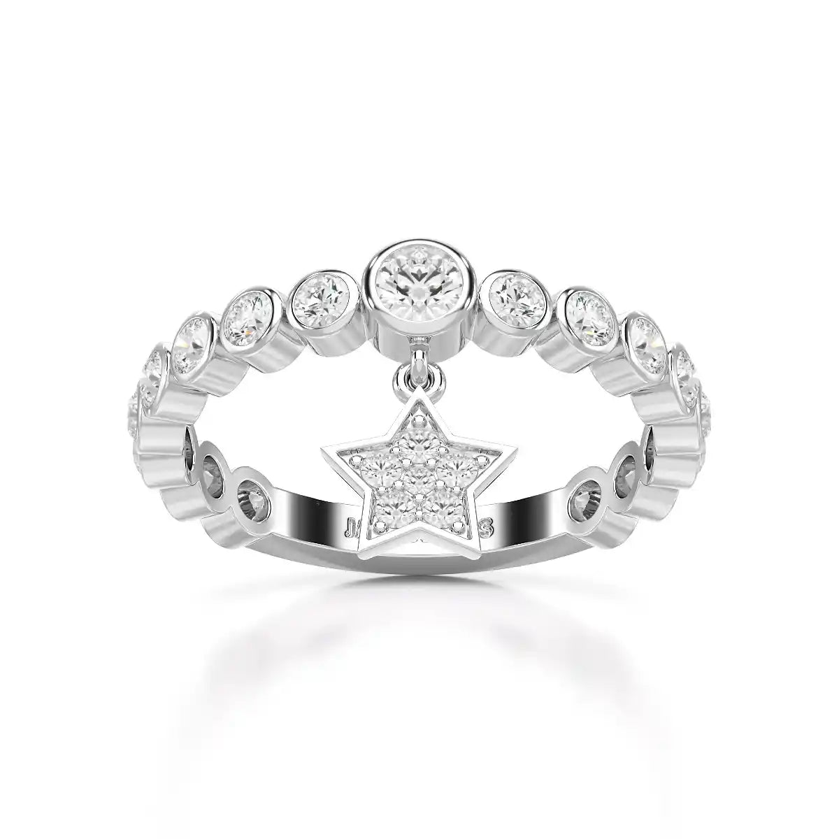 0.70 CT Round Cut Lab Diamond Ring with a Dangling Star