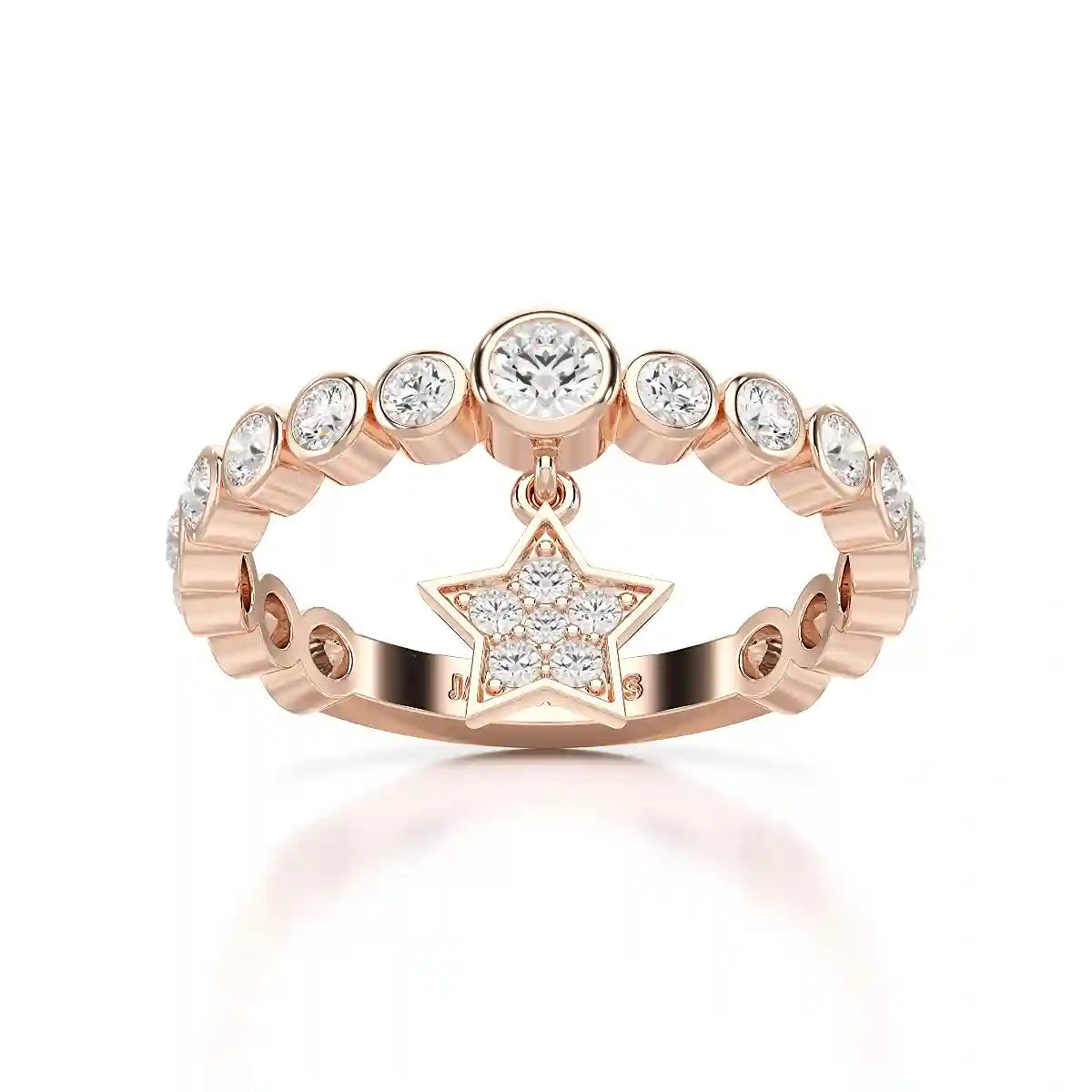 0.70 CT Round Cut Lab Diamond Ring with a Dangling Star