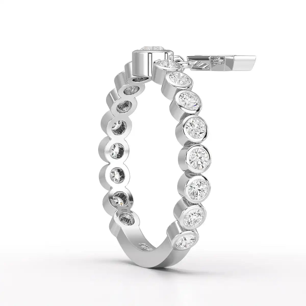 0.70 CT Round Cut Lab Diamond Ring with a Dangling Star