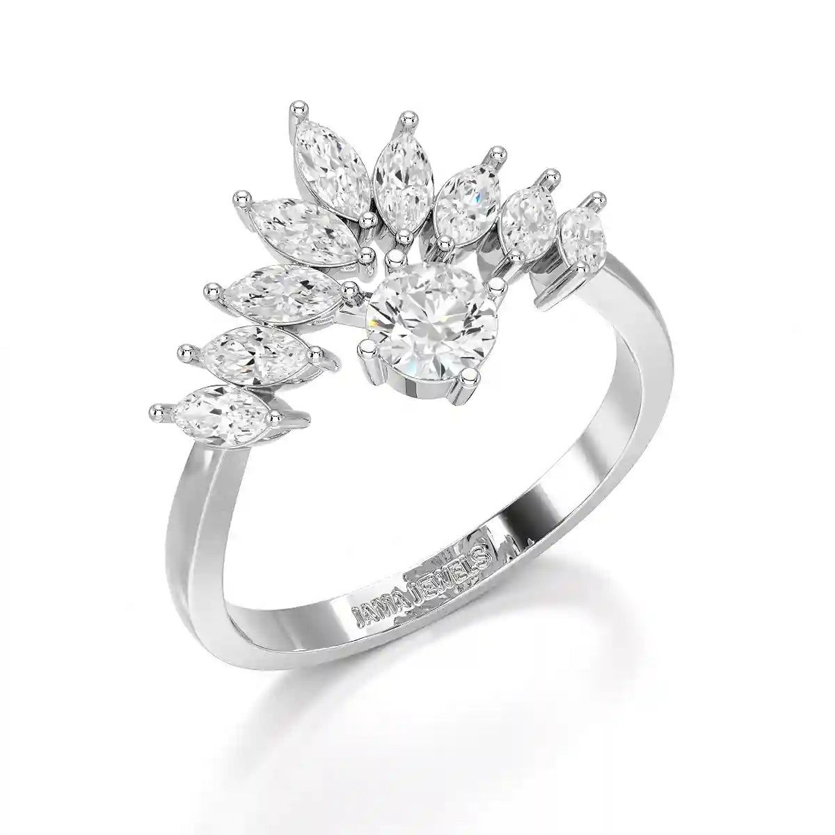 0.95 CT Cluster Ring with Marquise & Round Cut Lab Diamonds
