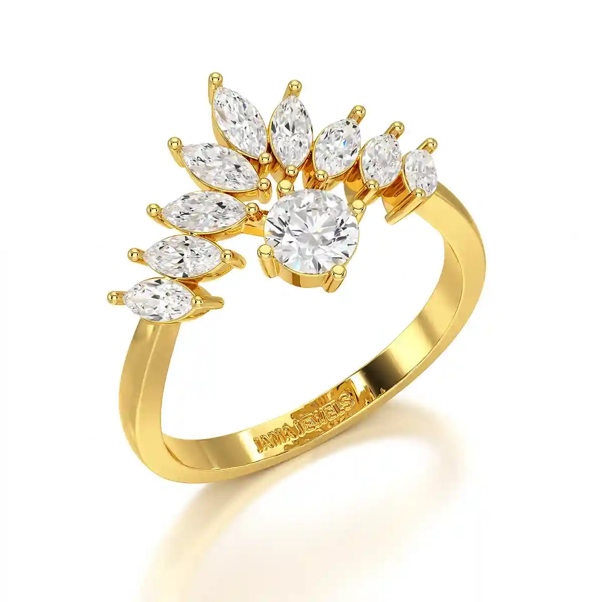0.95 CT Cluster Ring with Marquise & Round Cut Lab Diamonds