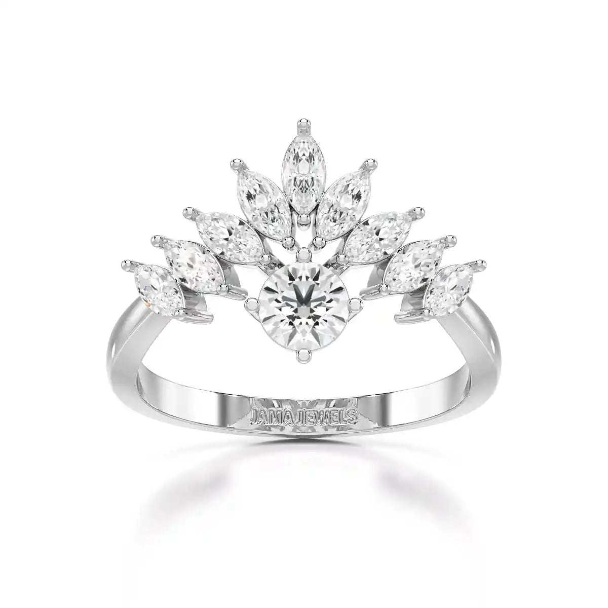 0.95 CT Cluster Ring with Marquise & Round Cut Lab Diamonds