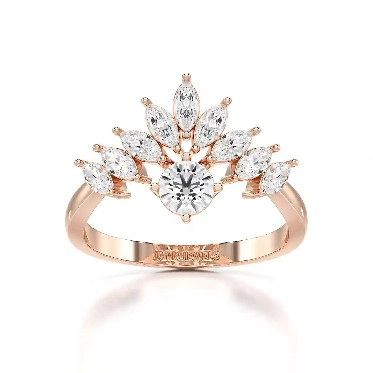 0.95 CT Cluster Ring with Marquise & Round Cut Lab Diamonds