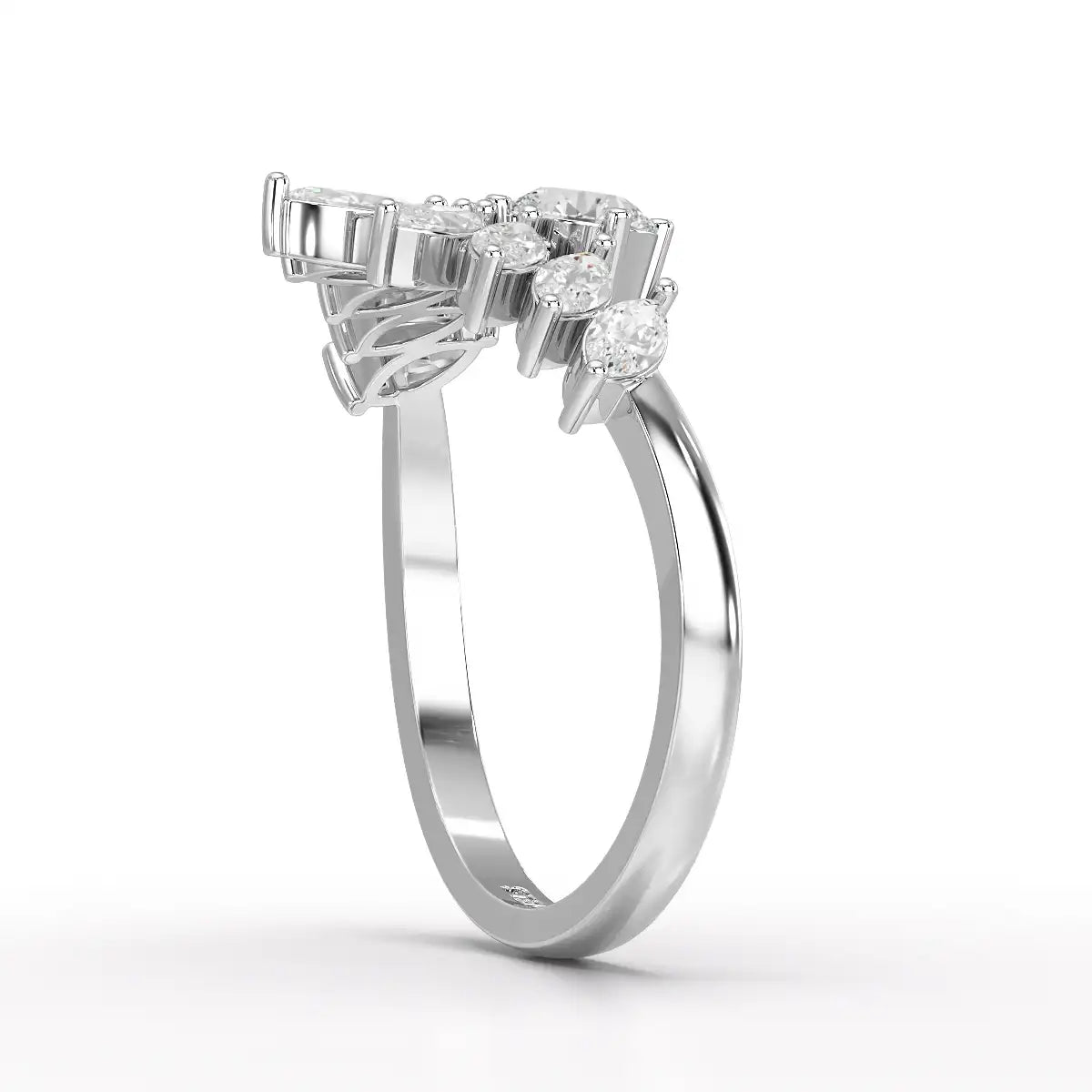 0.95 CT Cluster Ring with Marquise & Round Cut Lab Diamonds
