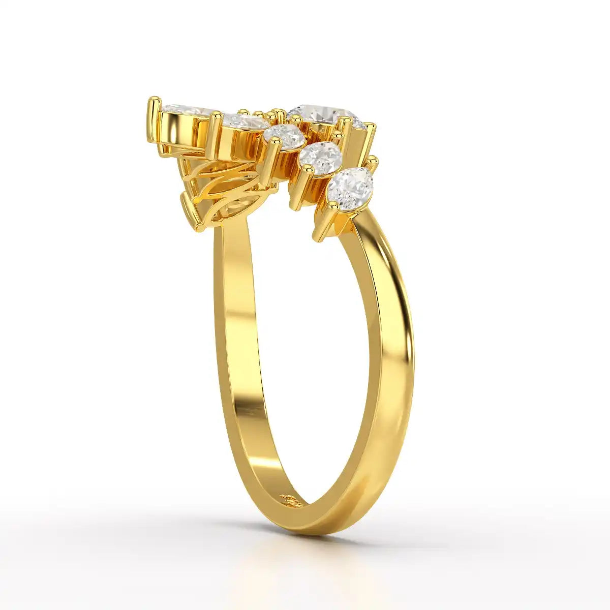 0.95 CT Cluster Ring with Marquise & Round Cut Lab Diamonds