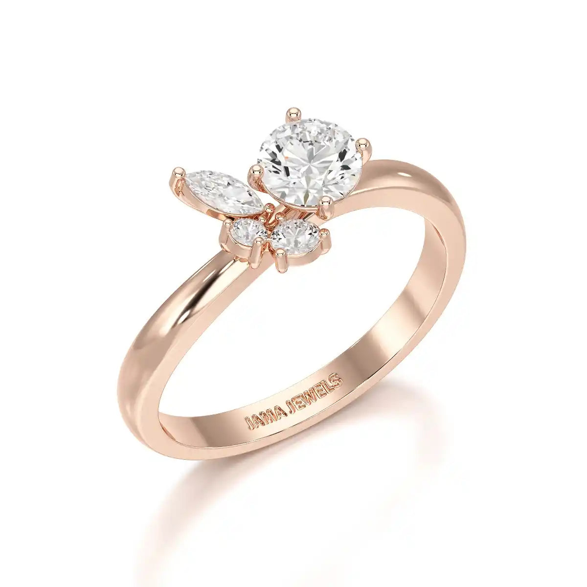 0.65 CT Marquise & Round Cut Lab Diamond Cluster Ring