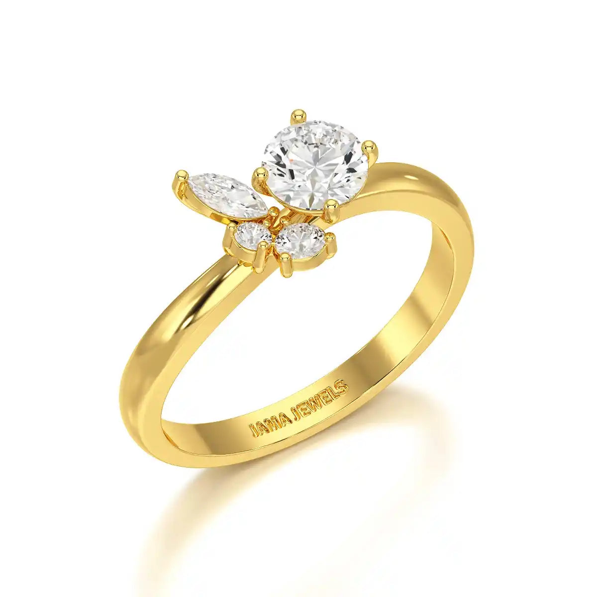 0.65 CT Marquise & Round Cut Lab Diamond Cluster Ring