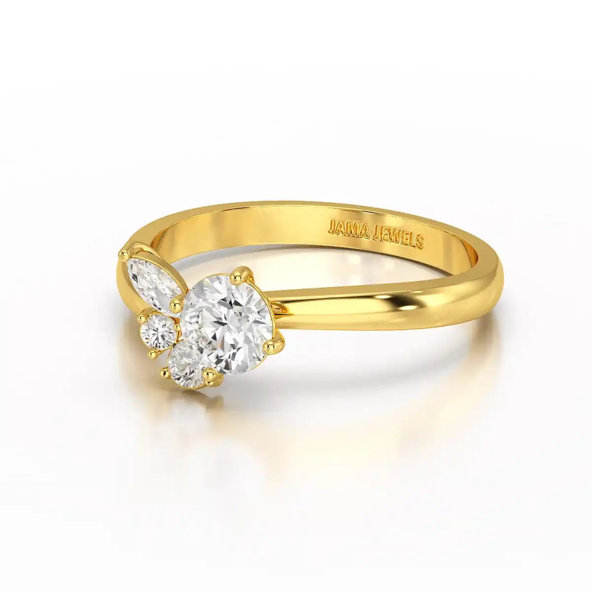 0.65 CT Marquise & Round Cut Lab Diamond Cluster Ring