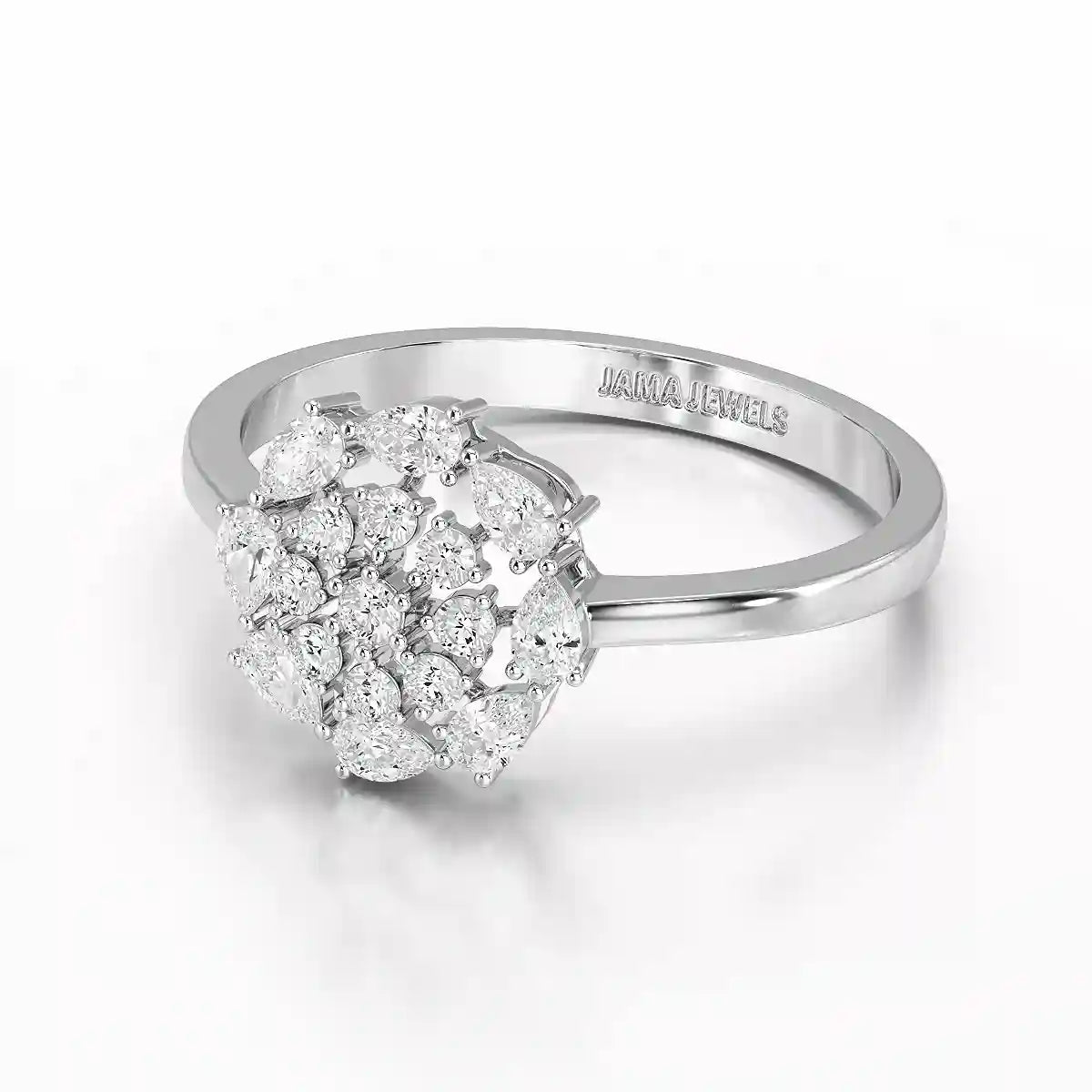 0.35 CT Cluster Ring with Pear and Round Cut Lab Diamonds